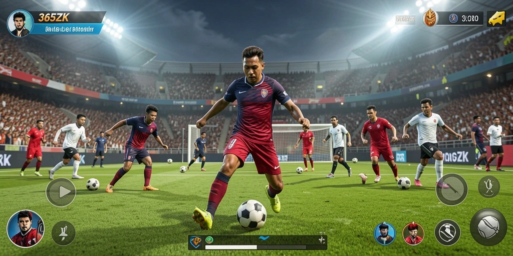 Tampilan gameplay seru dari 365ZK yang menampilkan pertandingan olahraga yang dinamis.