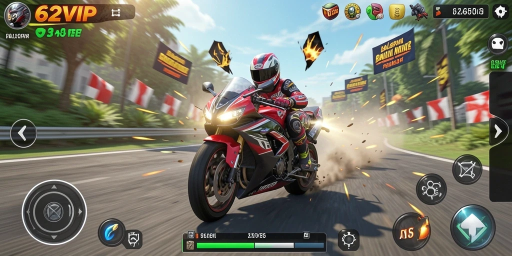 Gameplay seru balapan motor di 62VIP.