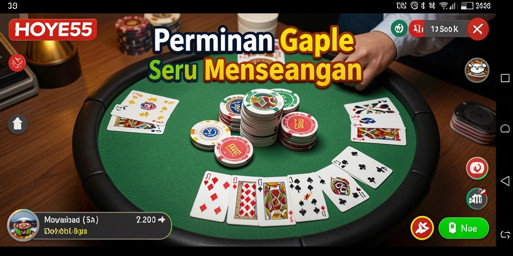 Screenshot gameplay HOYE55 menampilkan aksi seru permainan Gaple.