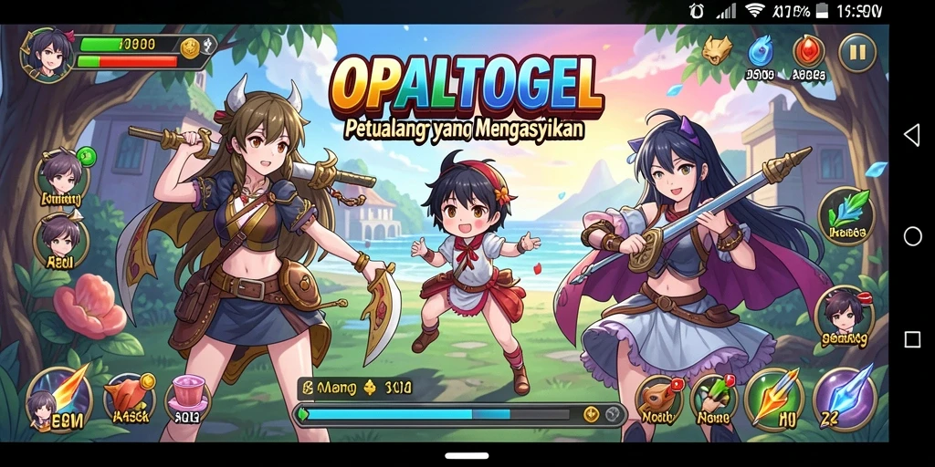 Tangkapan layar gameplay OPALTOGEL yang memukau dengan karakter anime.