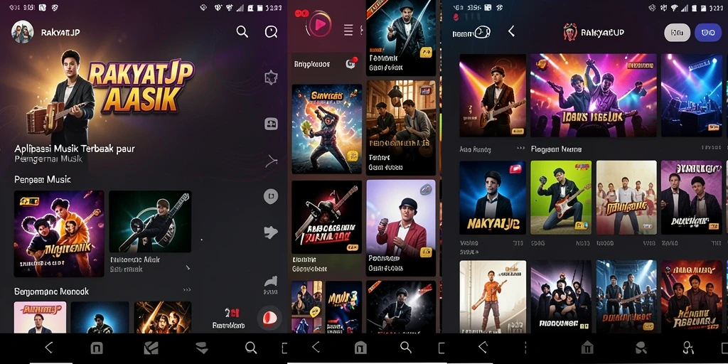 Tampilan gameplay RAKYATJP dengan berbagai pilihan musik yang menarik.
