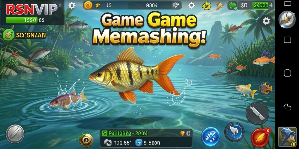 Screenshot gameplay RSNVIP dengan suasana memancing yang menakjubkan.