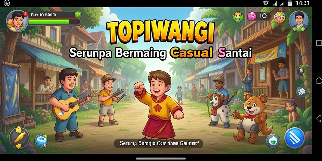 Tampilan gameplay seru dan berwarna-warni dari TOPIWANGI.