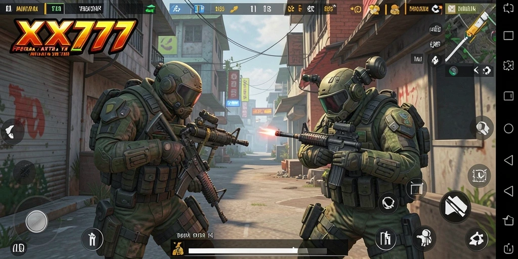 Tampilan aksi menegangkan dalam XXX777 dengan gameplay yang mendebarkan.