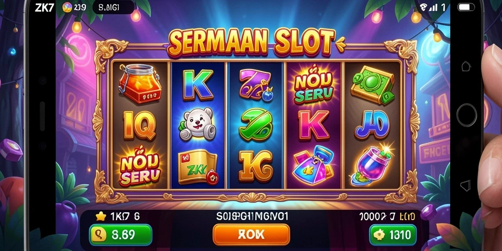 Screenshot ZK7 menunjukkan gameplay slot yang menarik dan penuh warna.